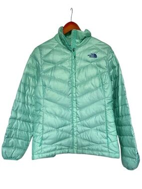North Face Aconcagua 550 Puffer Jacket Down Filled Full Zip Mint Green Teal XL